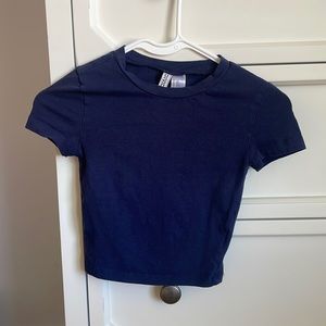 H&M divide collection navy blue cropped shirt